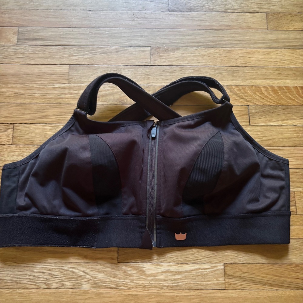 SHEFIT Ultimate Sports Bra Front Zip Women 2Luxe Black High Impact Gym Active